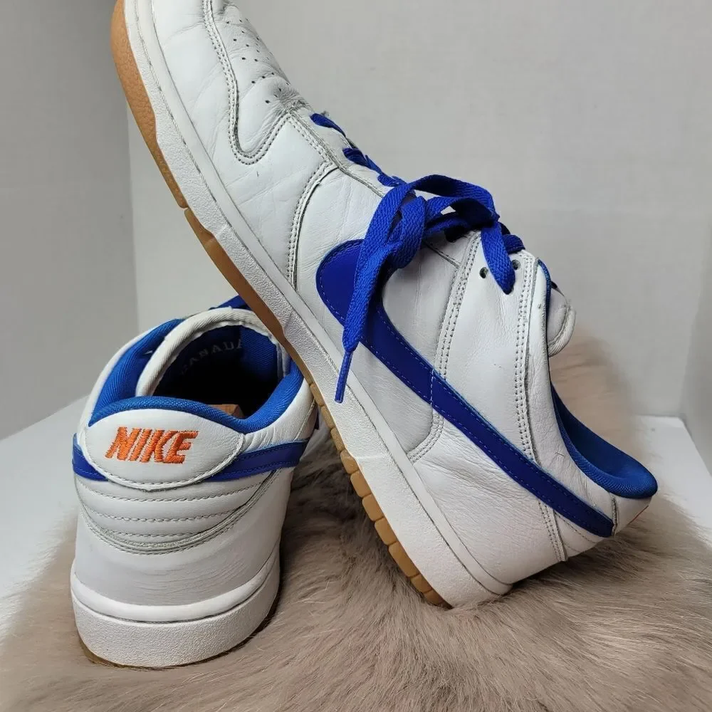 Nike Air Force 1 Dunk Low Leather Blue And White Sneaker Shoes Size 12